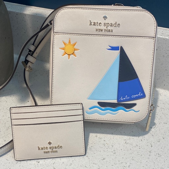 Kate Spade Cream Nautical Crossbody and Cardholder Set - Summer Sale - Rare! - Picture 2 of 8